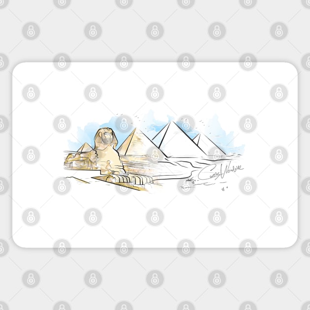 Pyramids & Sphinx at Giza Watercolour Mask Sticker by CRWPROD